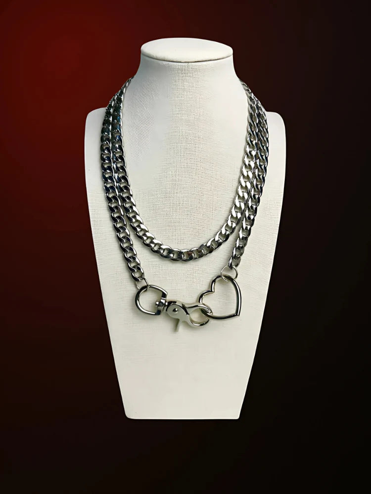 Choker Dubbel Hart zilver